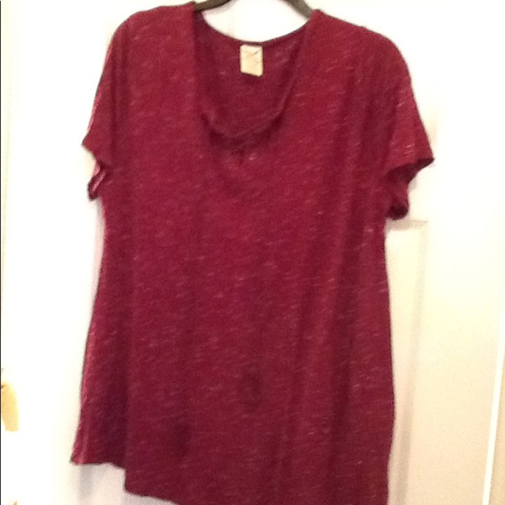 Faded Glory maroon short sleeve top, tied neck